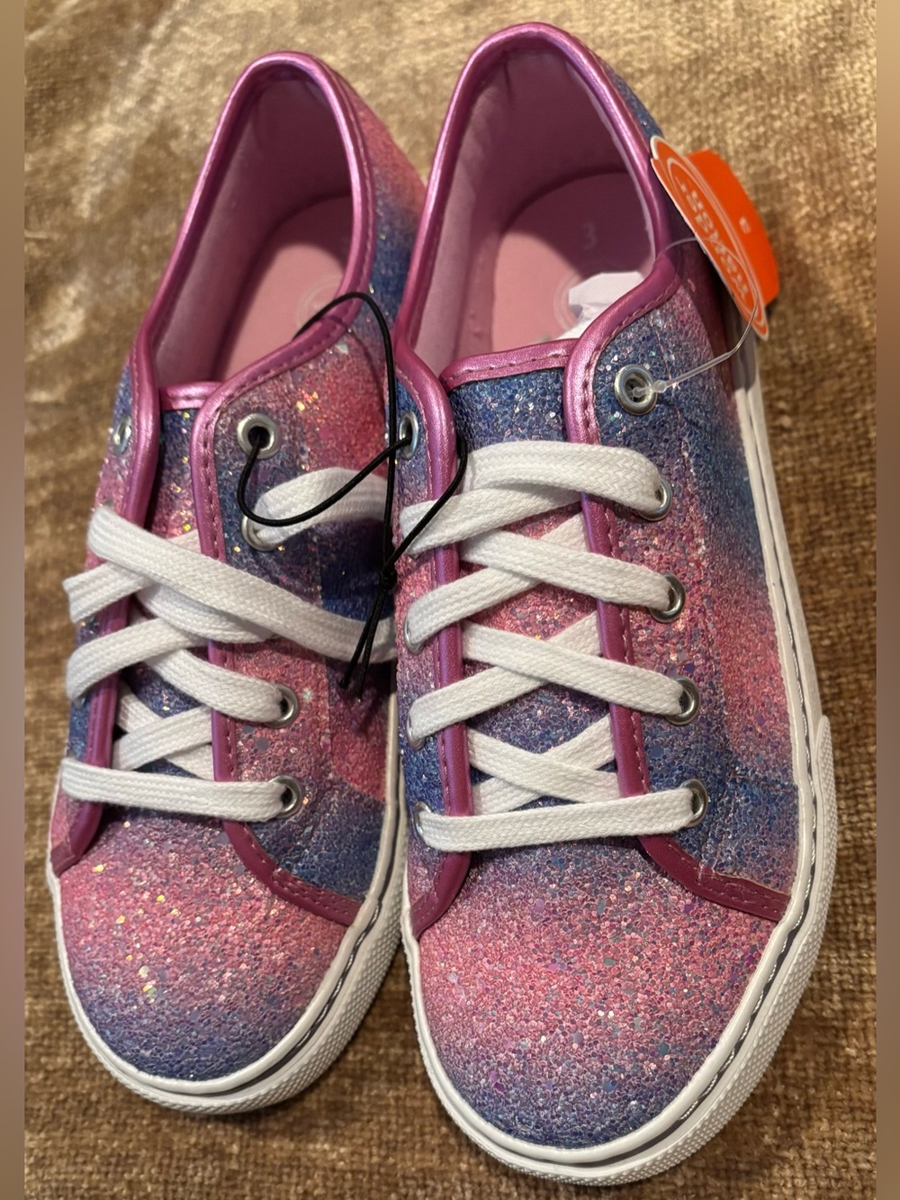 NWT Kids Glitter Lace-Up Sneakers - Pink & Purple